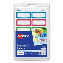 Avery Kids Handwritten Identification Labels, 1.75 x 0.75, Border Colors: Blue, Green, Red, 12 Labels/Sheet, 5 Sheets/Pack