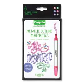 Signature Metallic Outline Paint Markers, Bullet Tip, Assorted Colors, 6/Pack