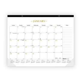 Gold Collection Monthly Desk Pad Calendar, 22 x 17, White Sheets, Black Headband, Clear Corners, 12-Month (Jan to Dec): 2024
