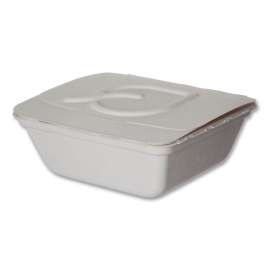 Vanguard Folia Renewable and Compostable Take-Out Container, 3 Compartments, 22 oz, 5.39 x 5.94 x 2, White, Sugarcane, 300/CT