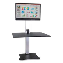 High Rise Electric Standing Desk Workstation, 28w x 23d x 20.25h, Black/Aluminum