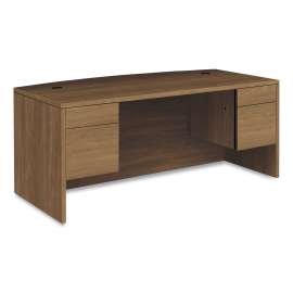 HON Coordinate Height Adjustable Desk Bundle 2-Stage, 70" x 22" x 27.75" to 47", Florence Walnut/Designer White
