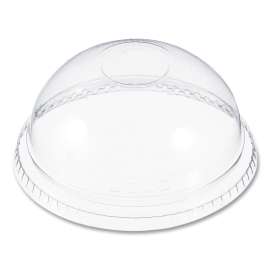 Plastic Dome Lid, No-Hole, Fits 9 oz to 22 oz Cups, Clear, 100/Sleeve, 10 Sleeves/Carton