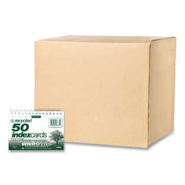 Environotes Wirebound Recycled Index Cards, Narrow Rule, 3 x 5, White, 50 Cards, 24/Carton, Ships in 4-6 Business Days