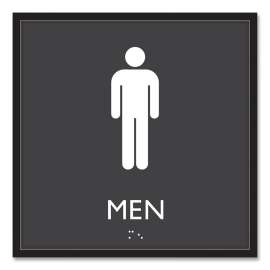 ADA Sign, Men, Plastic, 8 x 8, Clear/White