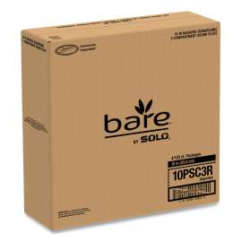 Bare Eco-Forward Sugarcane Dinnerware, ProPlanet Seal, 3-Compartment Plate, 10" dia, Ivory, 500/Carton