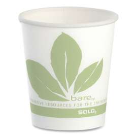 Bare Eco-Forward Treated Paper Cold Cups, 3 oz, White/Green, 100/Sleeve, 50 Sleeves/Carton