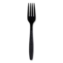 Guildware Extra Heavyweight Plastic Cutlery, Forks, Black, 1000/Carton