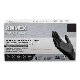Nitrile Exam Gloves, Powder-Free, 3 mil, X-Large, Black, 100/Box