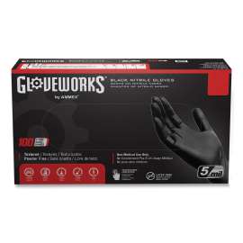 Ammex GPNB GlovePlus Industrial Grade Nitrile Gloves, Powder-Free, Black, XL, 100/Box