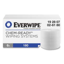 Chem-Ready Dry Wipes, 5 x 2.16, White, 180/Roll, 6 Rolls/Carton