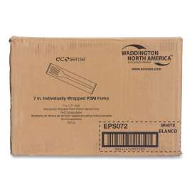 EcoSense Renewable Plant Starch Cutlery, Individually Wrapped, Fork, 7", 750/Carton