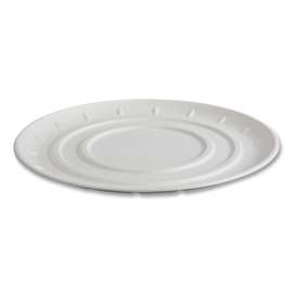 Vanguard Molded Fiber Pizza Tray, 14" dia, White, Sugarcane, 50/Carton