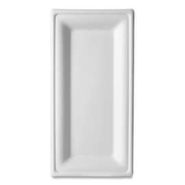 Vanguard Renewable and Compostable Sugarcane Plates, 10 x 5, White, 500/Carton
