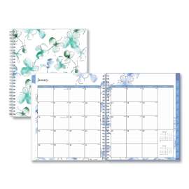 Lindley Monthly Planner, Lindley Floral Artwork, 10 x 8, White/Blue/Green Cover, 12-Month (Jan to Dec): 2023