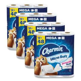 Ultra Soft Bathroom Tissue, Mega Roll, Septic Safe, 2-Ply, White, 244 Sheets/Roll, 12 Rolls/Pack, 4 Packs/Carton