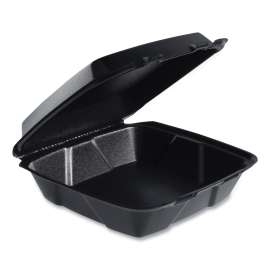 Insulated Foam Hinged Lid Containers, 9.01 x 9.4 x 3.1, Black, 200/Carton