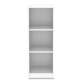 Three-Shelf Narrow-Footprint Bookcase, 15.75" x 11.42" x 44.33", White