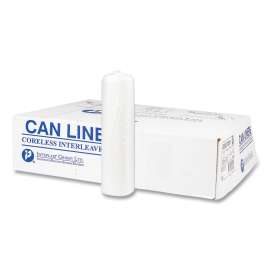 High-Density Commercial Can Liners, 10 gal, 8 microns, 24" x 24", Natural, 50 Bags/Roll, 20 Rolls/Carton