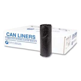High-Density Commercial Can Liners, 16 gal, 6 microns, 24" x 33", Black, 50 Bags/Roll, 20 Rolls/Carton