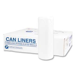 High-Density Interleaved Commercial Can Liners, 55 gal, 14 microns, 36" x 60", Clear, 25 Bags/Roll, 8 Rolls/Carton