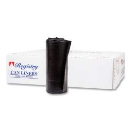 High-Density Interleaved Commercial Can Liners, 60 gal, 17 microns, 38" x 60", Black, 25 Bags/Roll, 8 Rolls/Carton