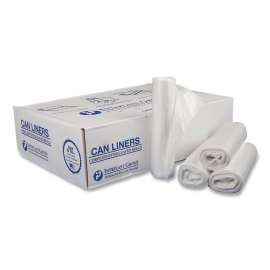 Draw-Tuff Institutional Draw-Tape Can Liners, 12 gal, 0.7 mil, 28" x 24", White, 300/Carton