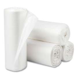 High-Density Commercial Can Liners, 10 gal, 5 microns, 24" x 24", Natural, 50 Bags/Roll, 20 Rolls/Carton