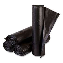 High-Density Commercial Can Liners, 10 gal, 6 microns, 24" x 24", Black, 1,000/Carton