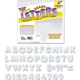 Ready Letters Sparkles Letter Set, Silver Sparkle, 4"h, 71/Set