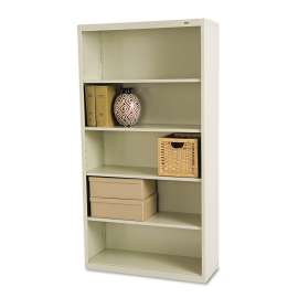 Metal Bookcase, Five-Shelf, 34.5w x 13.5d x 66h, Putty
