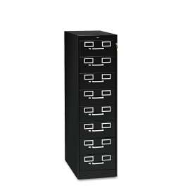 Eight-Drawer Multimedia/Card File Cabinet, Black, 15" x 28.5" x 52"