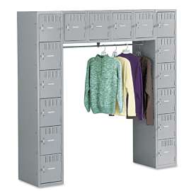 Sixteen Box Compartments and Coat Bar, 72w x 18d x 72h, Medium Gray