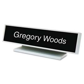 Architectural Desk Sign with Name Plate, 9 x 1.75, Gray, Square Radius