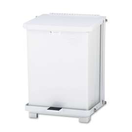 Defenders Heavy-Duty Steel Step Can, 4 gal, Steel, White