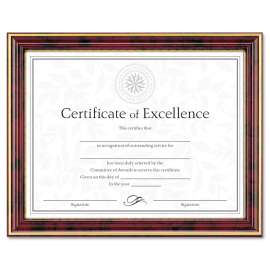 Gold-Trimmed Document Frame with Certificate, Wood, 8.5 x 11, Mahogany