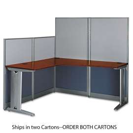 Office in an Hour Collection L- Workstation, 64.5" x 64.5" x 33", Hansen Cherry, (Box 2 of 2)