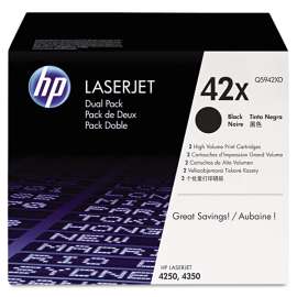 HP 42X, (Q5942X-D) 2-Pack High-Yield Black Original LaserJet Toner Cartridges