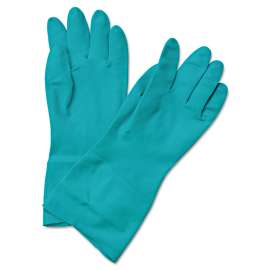 Flock-Lined Nitrile Gloves, Small, Green, Dozen
