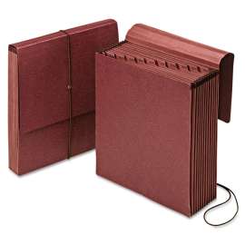 Vertical Indexed Expanding File, 12 Sections, 1/12-Cut Tab, Letter Size, Red Fiber