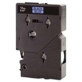 TC Tape Cartridge for P-Touch Labelers, 0.47" x 25.2 ft, Black on Blue