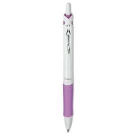 Acroball PureWhite Advanced Ink Ballpoint Pen, Retractable, Fine 0.7 mm, Black Ink, White/Purple Barrel