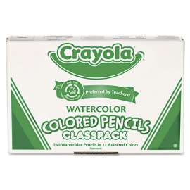 Watercolor Pencil Classpack Set, 3.3 mm, 2B (#1), Assorted Lead/Barrel Colors, 240/Pack