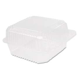 StayLock Clear Hinged Lid Containers, 6.5 x 6.1 x 3, Clear, Plastic, 125/Pack, 4 Packs/Carton