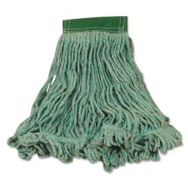 Super Stitch Blend Mop Heads, Cotton/Synthetic, Green, Medium, 6/Carton