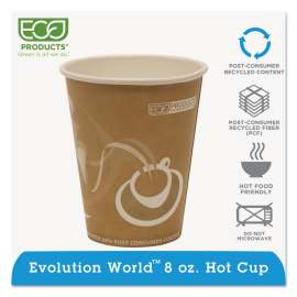 Evolution World 24% Recycled Content Hot Cups, 8 oz, 50/Pack, 20 Packs/Carton
