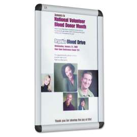 Clip-Frame Aluminum Sign Holder, 11 x 17, Silvertone Frame