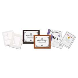 Plaque-In-An-Instant Kit w/Certs & Mats, Wood/Acrylic Up to 8 1/2 x 11, Mahogany