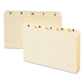 Manila Card Guides, 1/5-Cut Top Tab, A to Z, 5 x 8, Manila, 25/Set