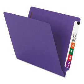 WaterShed CutLess End Tab Fastener Folders, 0.75" Expansion, 2 Fasteners, Letter Size, Purple Exterior, 50/Box